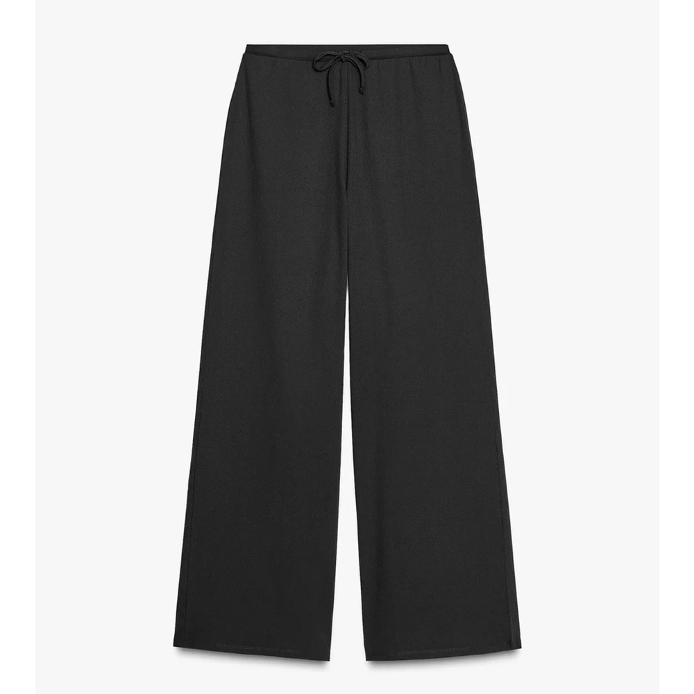 Zara NWT stretchy black wide leg drawstring pants